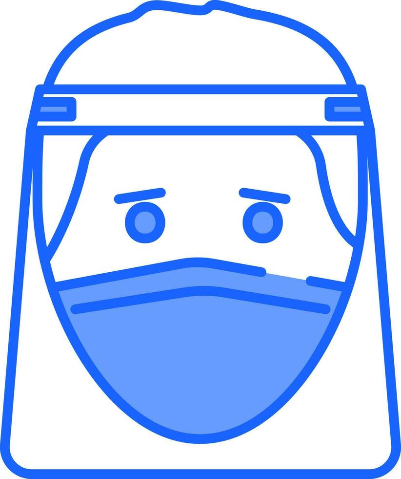 uomo indossare viso scudo icona nel blu e bianca colore. vettore