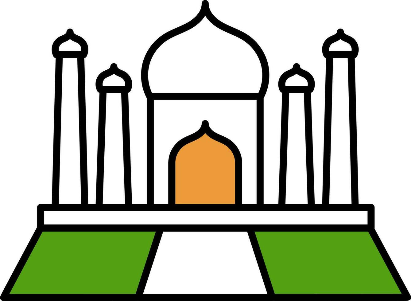 tricolore taj Mahal icona nel piatto stile. vettore