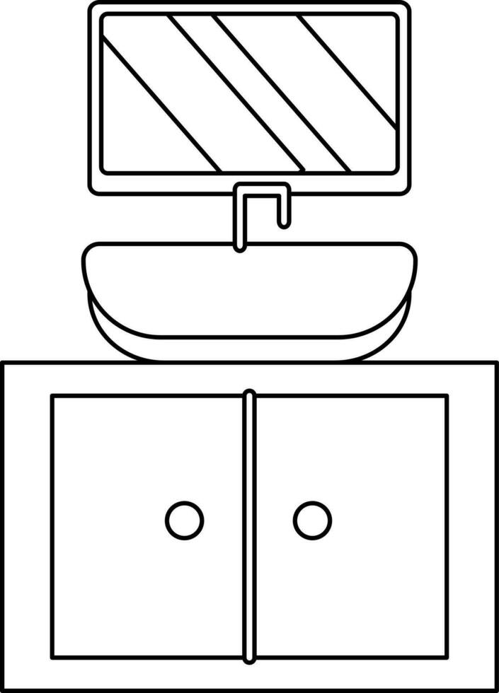 linea arte Lavello specchio icona nel piatto stile. vettore