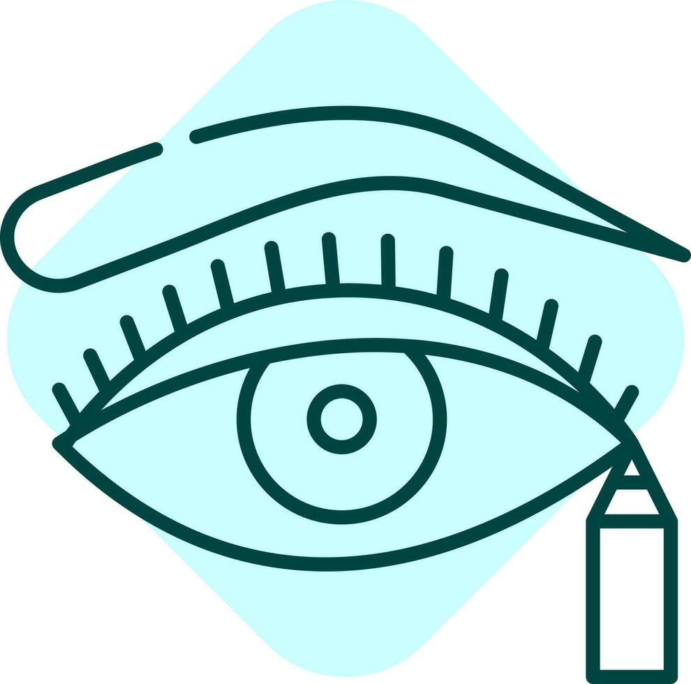 l'applicazione eyeliner linea arte icona su sqaure sfondo. vettore