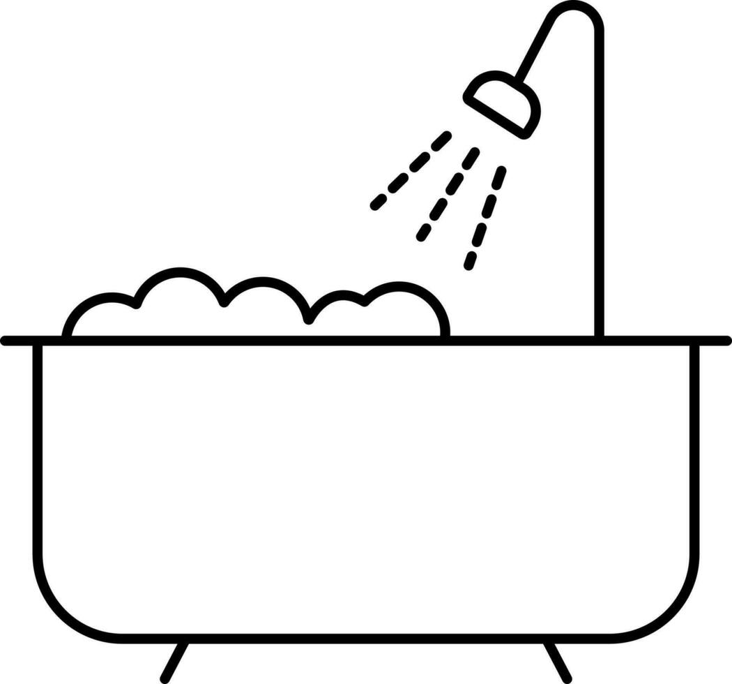 linea arte vasca da bagno icona su bianca sfondo. vettore