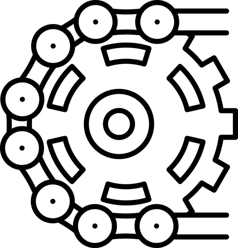 illustrazione di ruotato catena Ingranaggio icona nel magro linea arte. vettore