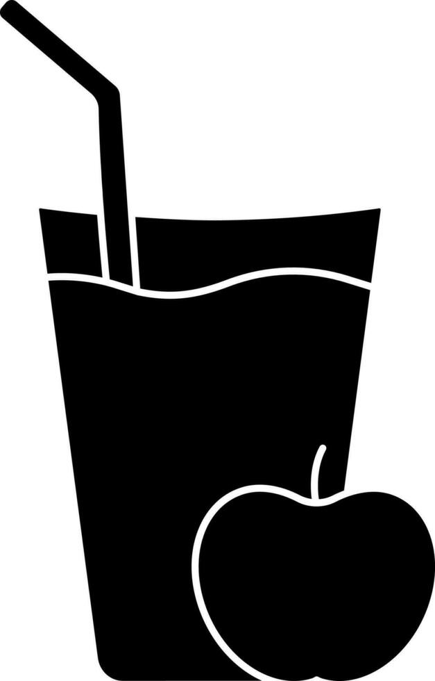Mela succo bicchiere icona nel nero e bianca colore. vettore