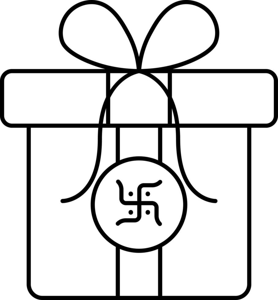 isolato regalo scatola con svastica icona o simbolo nel linea arte. vettore