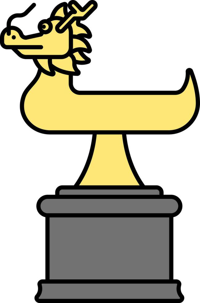 Drago barca trofeo piatto icona nel giallo e grigio colore. vettore
