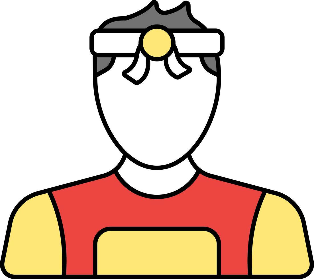 senza volto uomo indossare fascia per capelli rosso e giallo icona. vettore