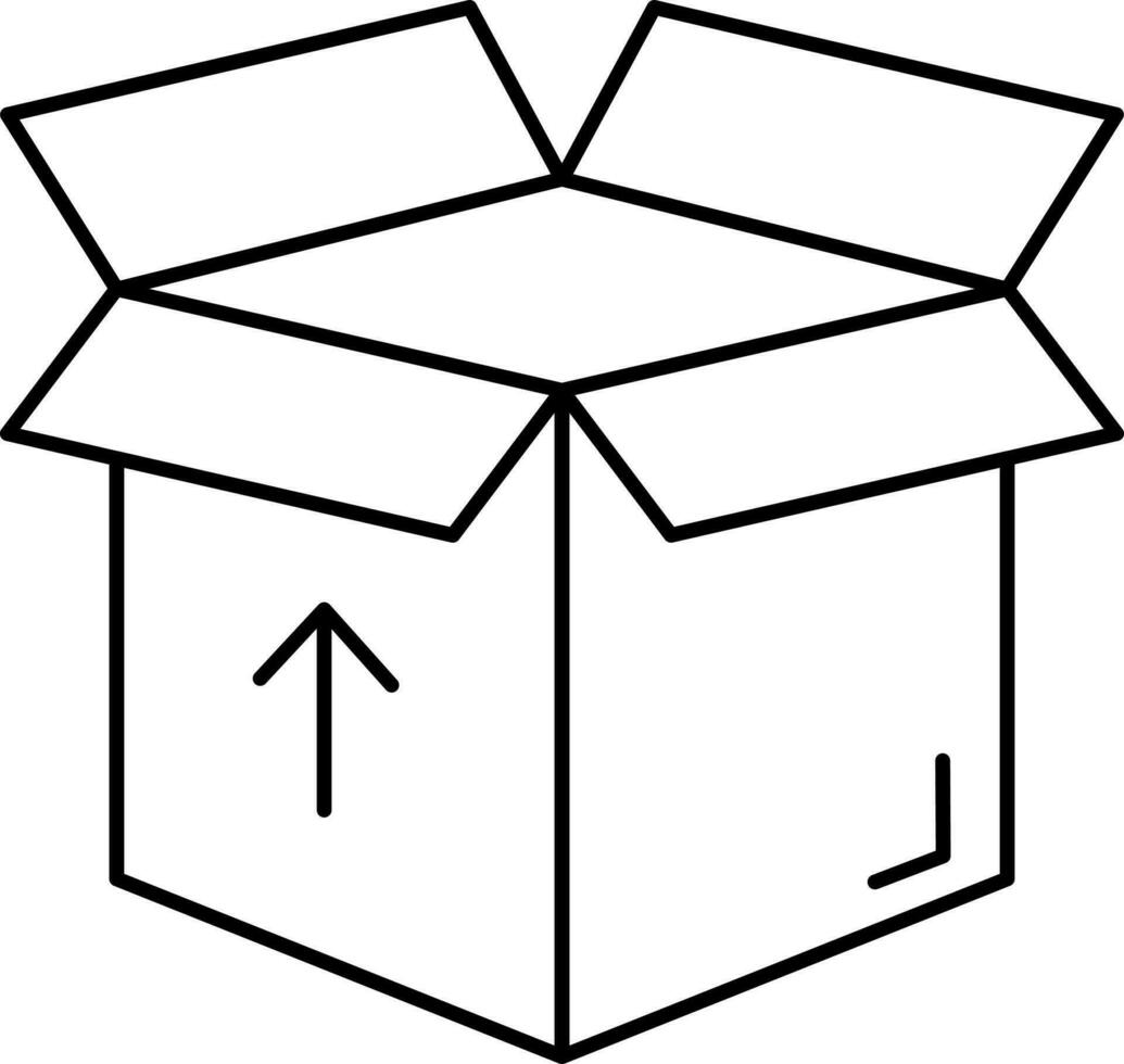 Aperto scatola icona nel nero schema. vettore