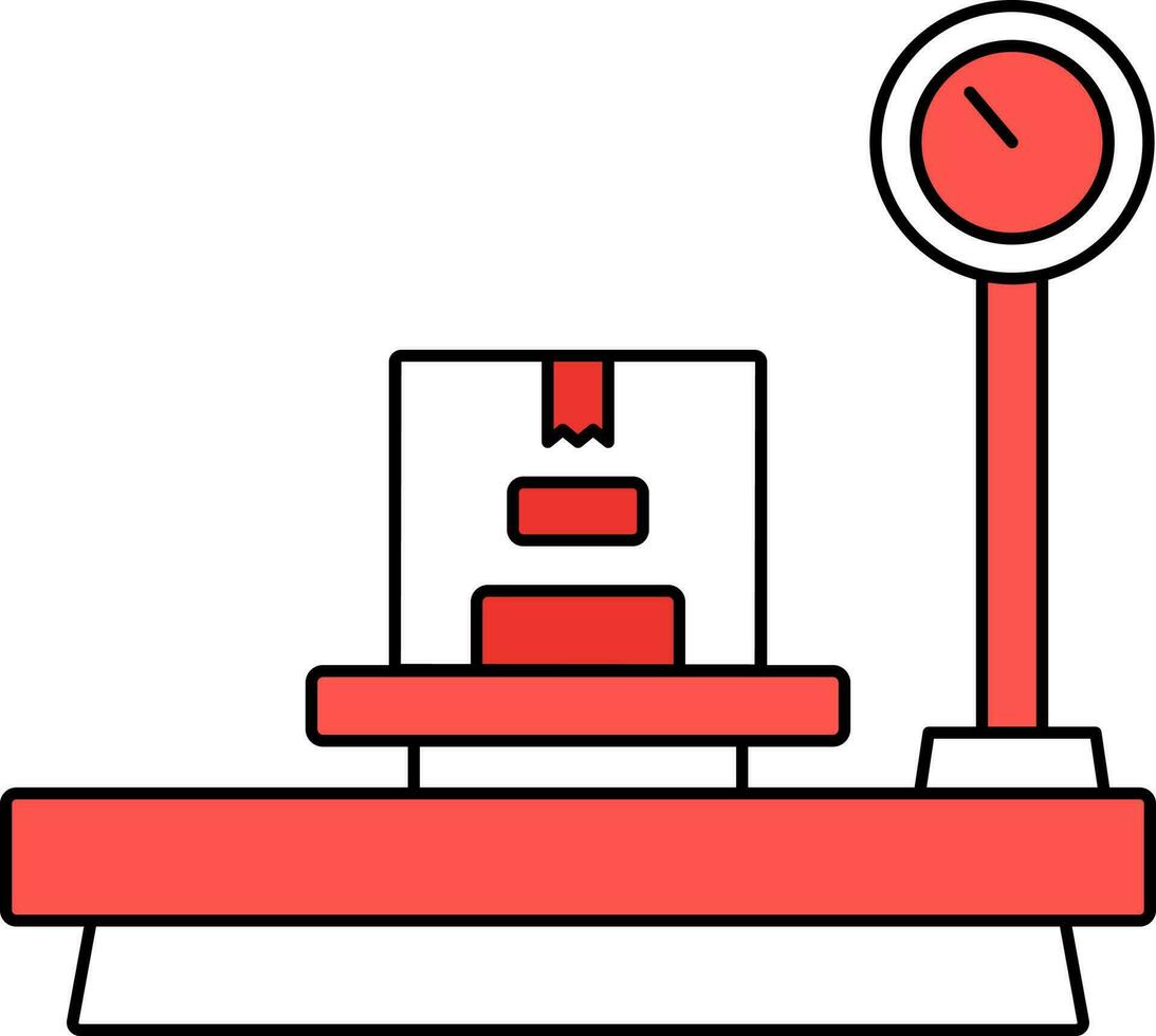 pacco su peso scala icona nel rosso e bianca colore. vettore