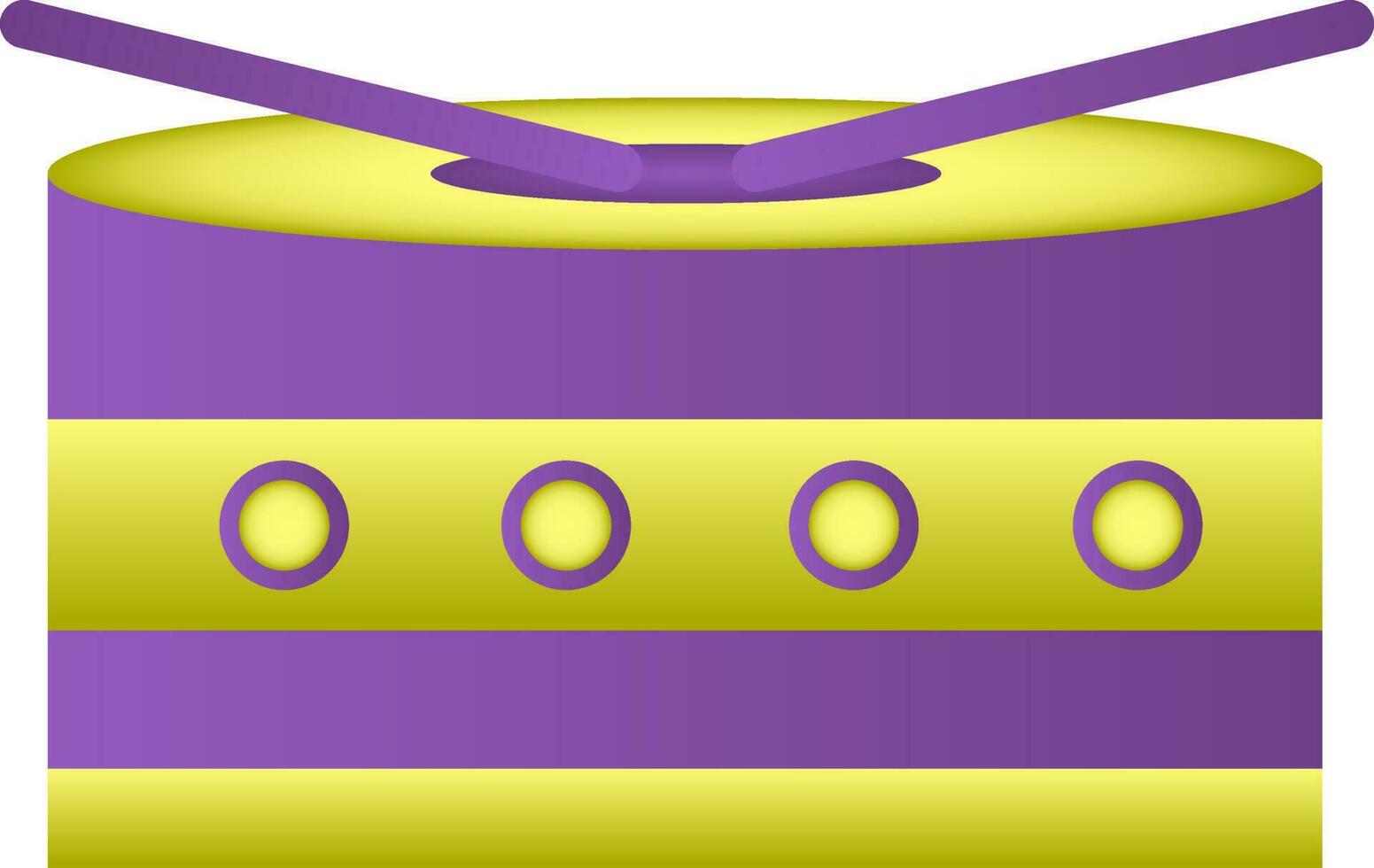 tamburo con bastoni icona nel viola e verde colore. vettore
