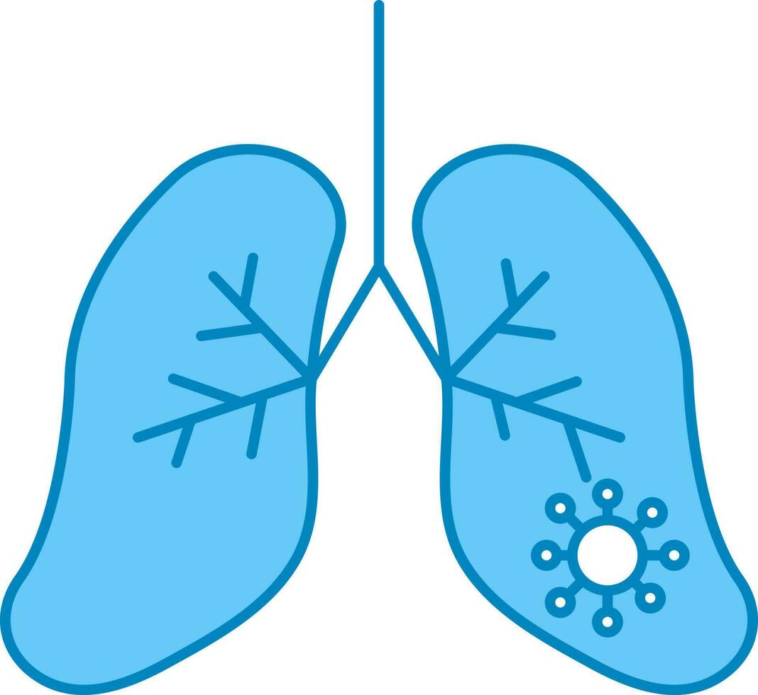 virus infetto polmoni blu e bianca icona. vettore