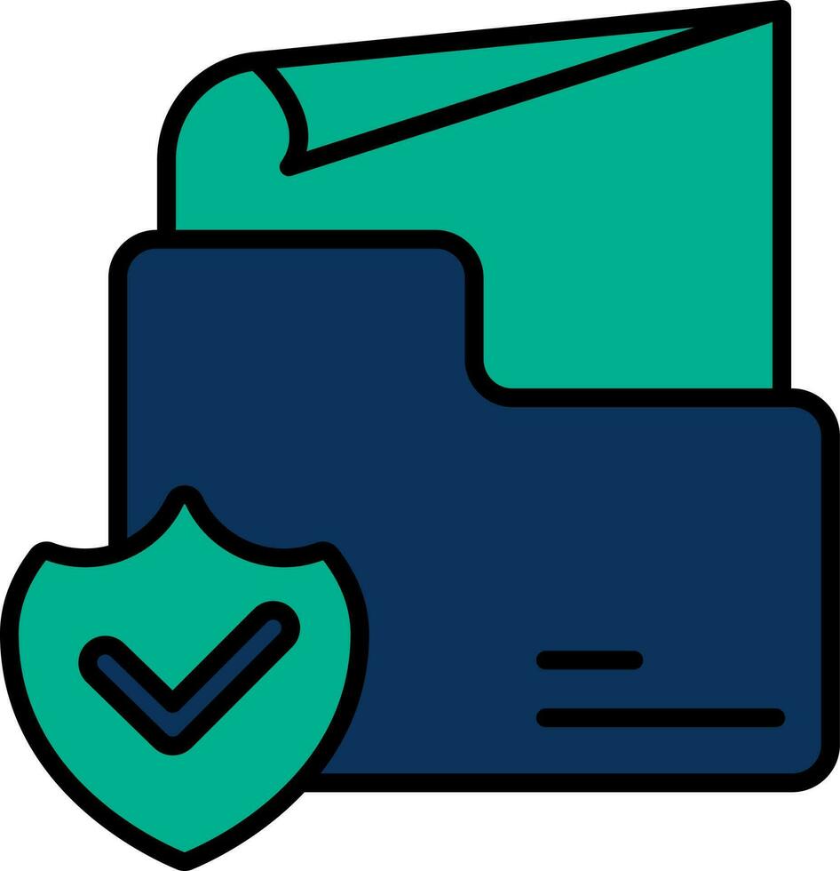 blu e verde approvare sicurezza scudo con cartella icona. vettore