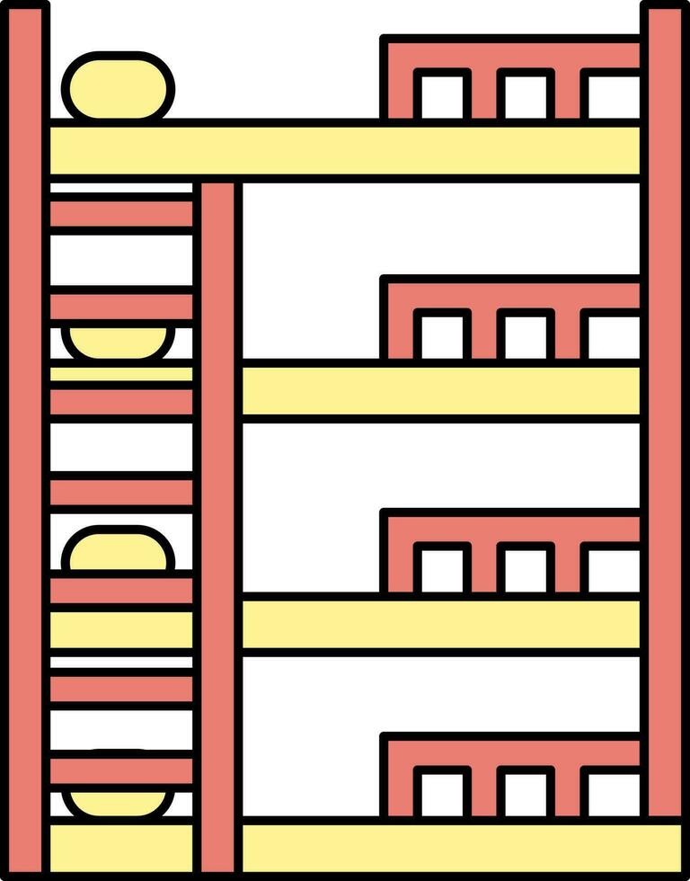 cuccetta letto icona nel rosso e giallo colore. vettore