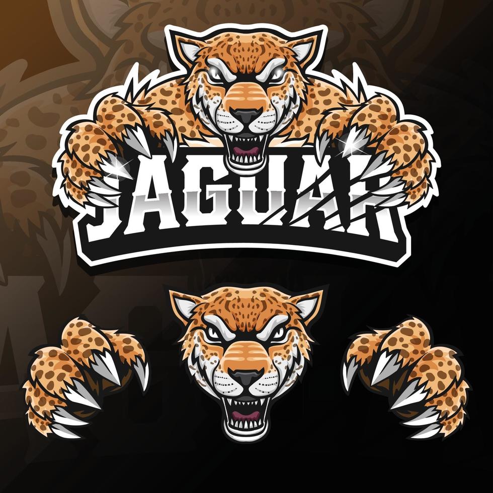 arrabbiato animale selvatico jaguar isolato esport logo illustrazione vettore