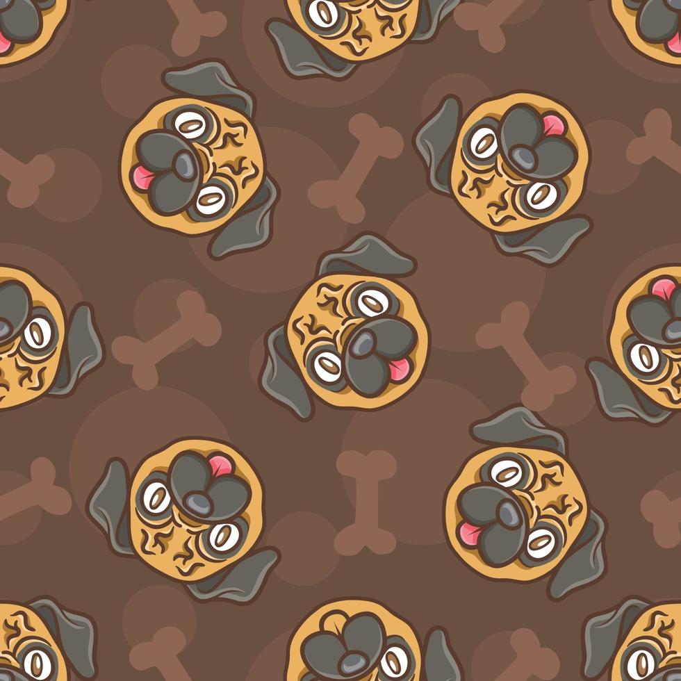 carino bulldog seamless pattern illustrazione vettore