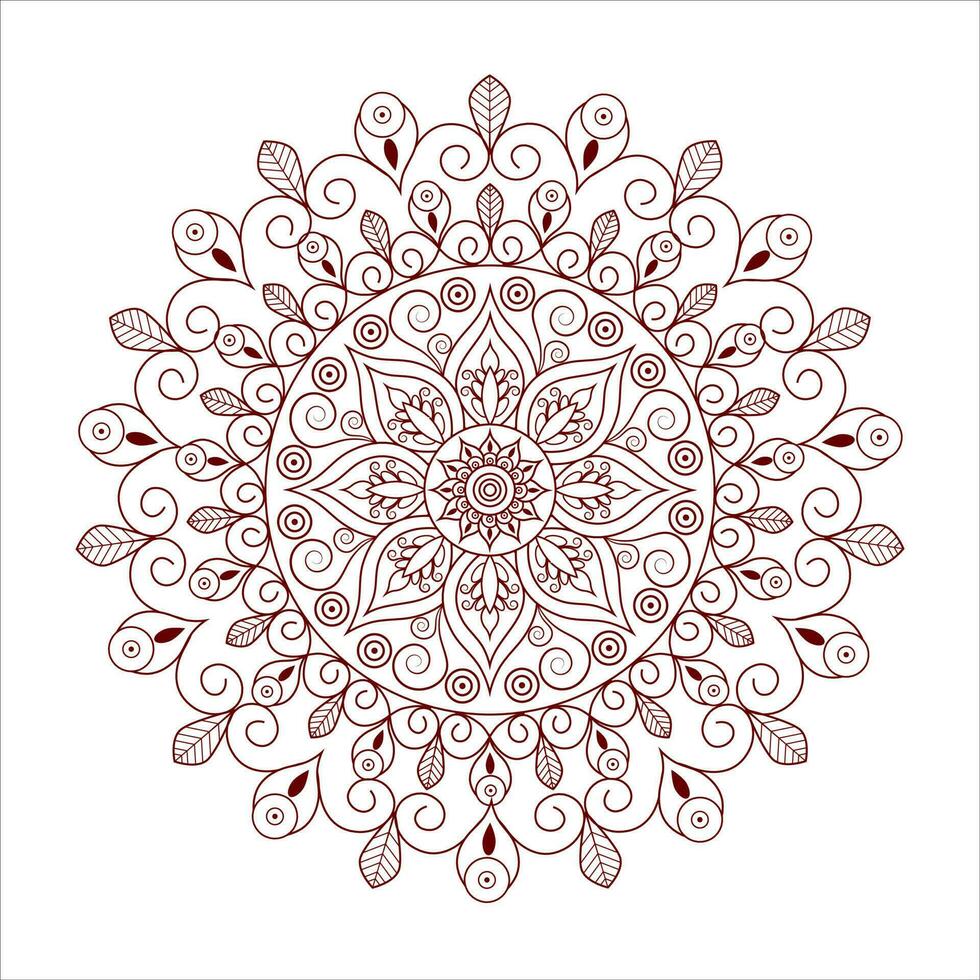 motivo circolare a forma di mandala per henné, mehndi, tatuaggio, decorazione. ornamento decorativo in stile etnico orientale. pagina del libro da colorare. vettore