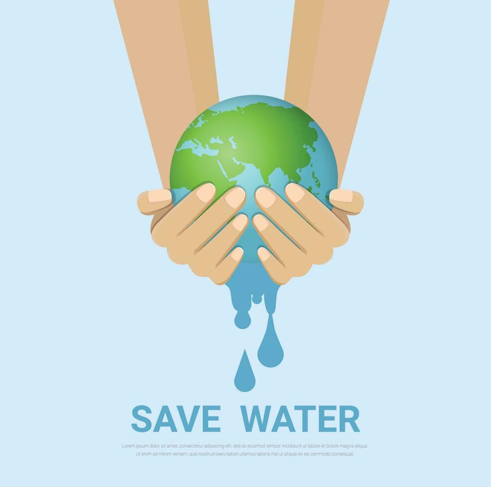 Salva acqua concetto, Infografica acqua eco illustrazione. vettore