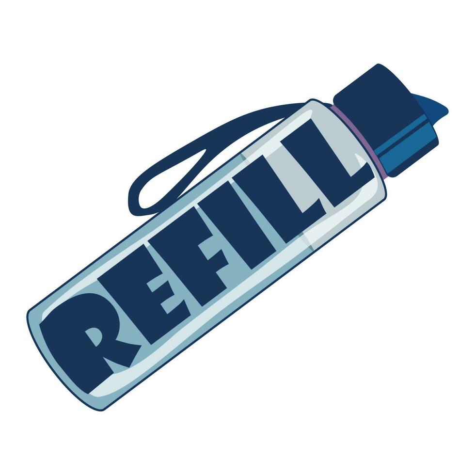 minimalista vettore illustrazione di un' riutilizzabile acqua bottiglia con lettering ricarica