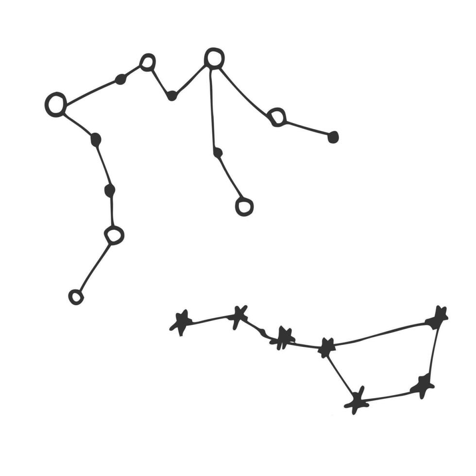 vettore isolato costellazione di Libra semplice puntini e stelle schema disegno. costellazione nero e bianca grafico tatuaggio, Stampa, modello