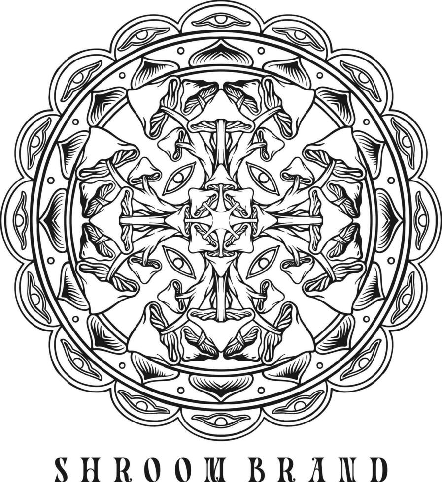 mandala psichedelico Magia funghi trippy ornamento illustrazioni silhouette vettore illustrazioni per il tuo opera logo, merce maglietta, adesivi e etichetta disegni, manifesto, saluto carte