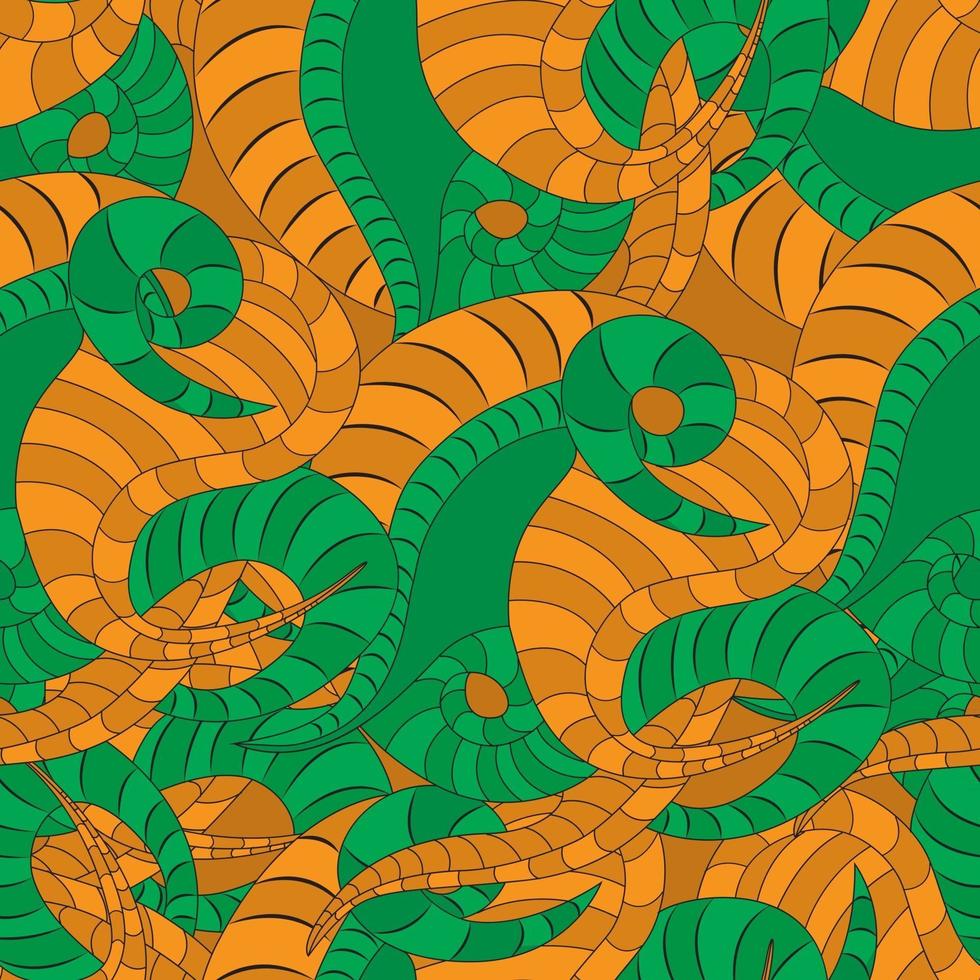 colore arancione e verde serpente cartone animato seamless pattern serpente pelle di rettile pelle di serpente vettore