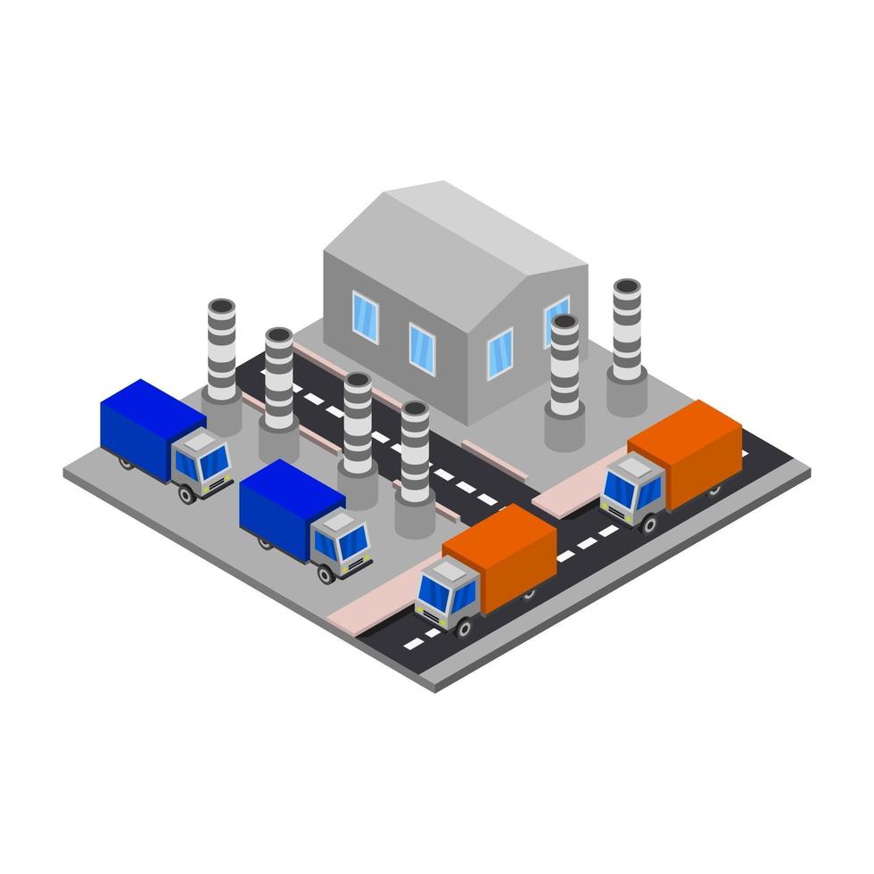 fabbrica isometrica su sfondo bianco vettore