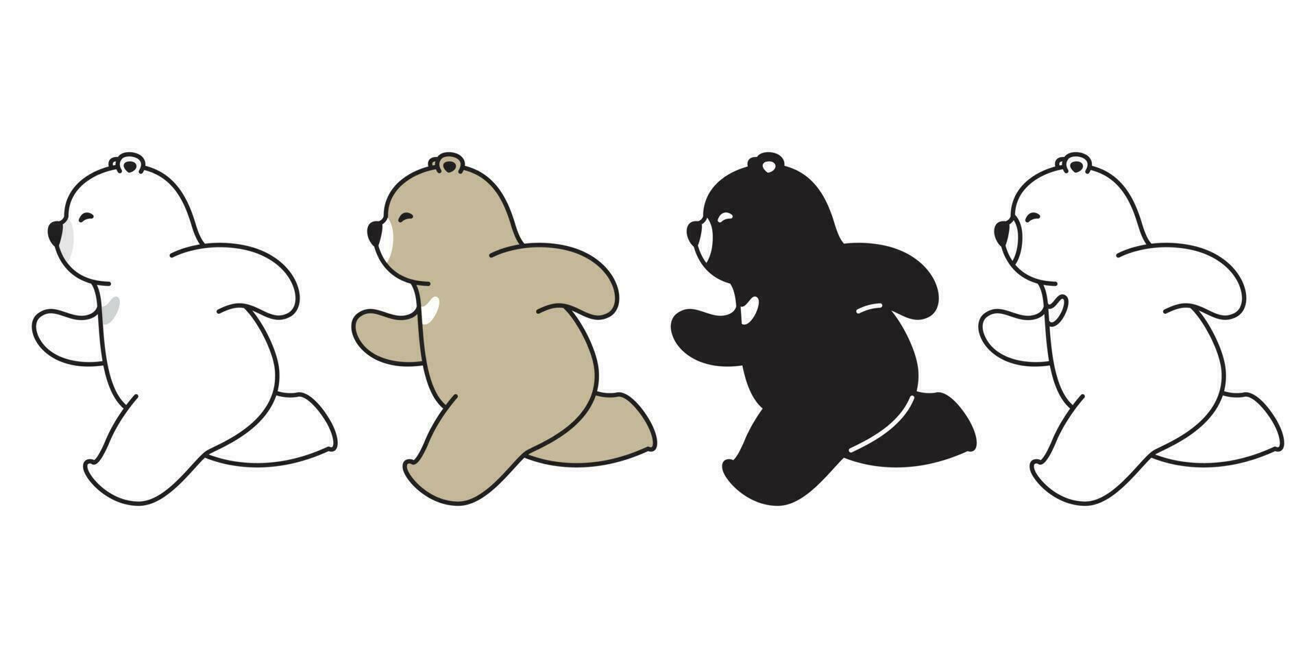 orso vettore polare orso in esecuzione cartone animato personaggio icona logo illustrazione scarabocchio