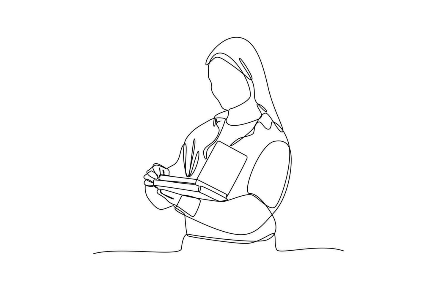 continuo una linea disegno donne piace per leggere libri. libro concetto. singolo linea disegno design grafico vettore illustrazione