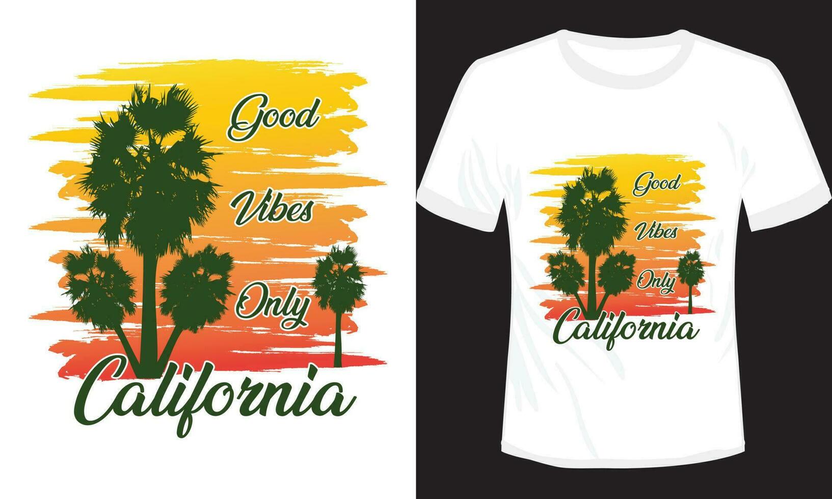 bene vibrazioni solo California tipografia maglietta design vettore illustrazione