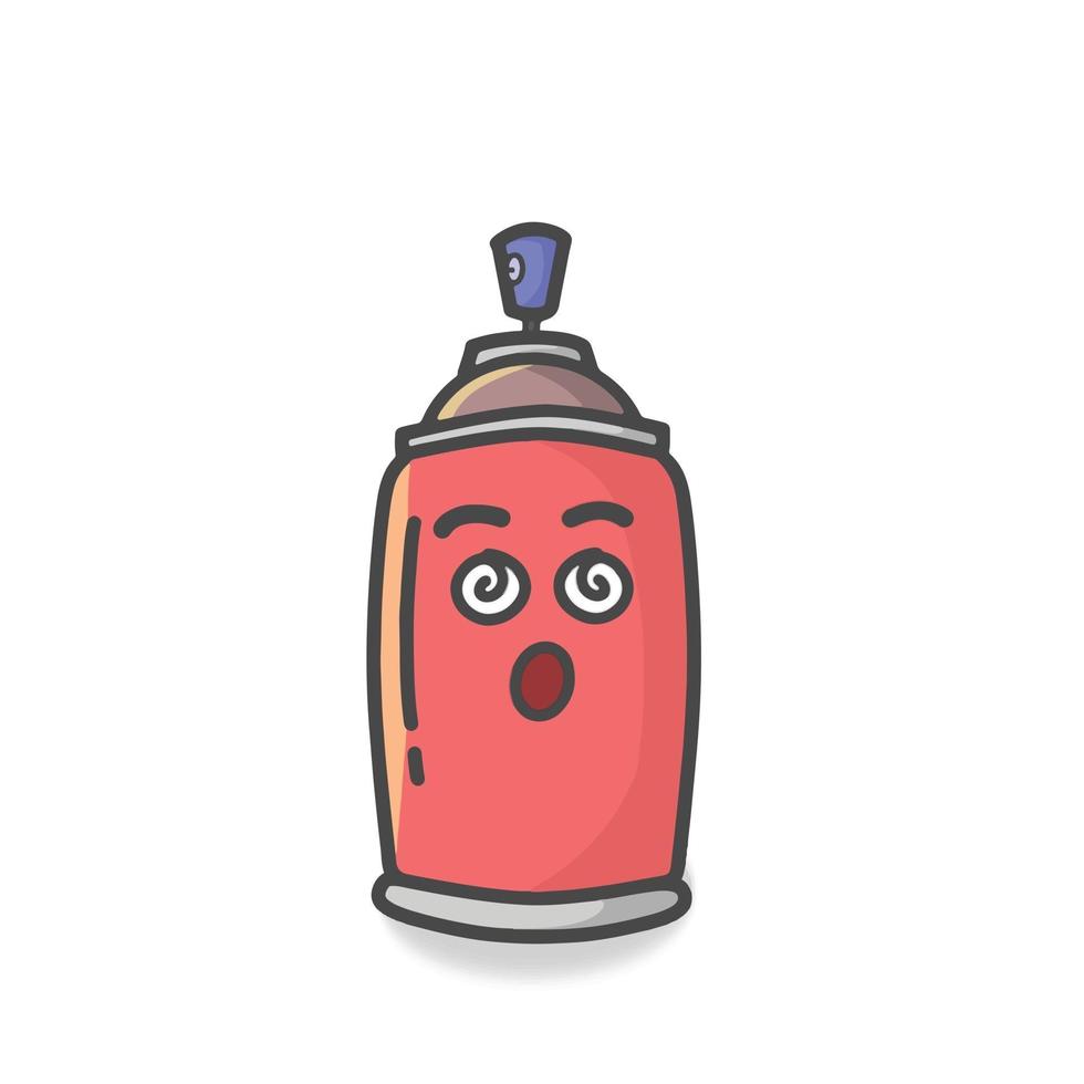 illustrazione di progettazione del modello di vettore del fumetto del carattere della bomboletta spray carina