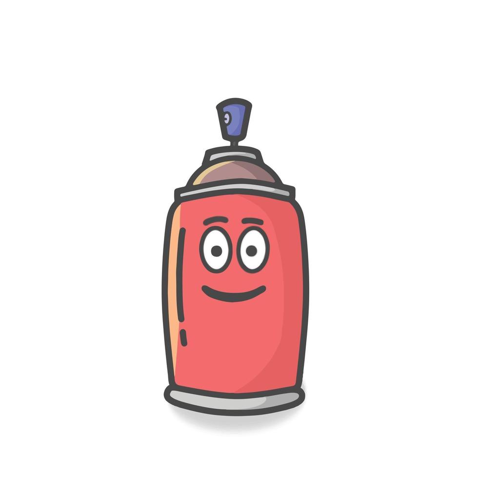 illustrazione di progettazione del modello di vettore del fumetto del carattere della bomboletta spray carina