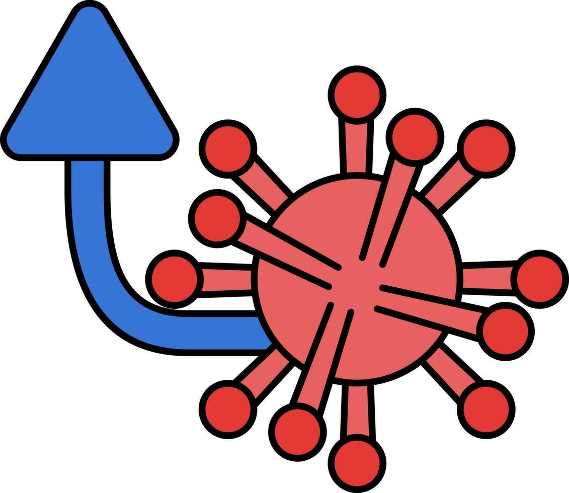 virus crescita icona nel rosso e blu colore. vettore