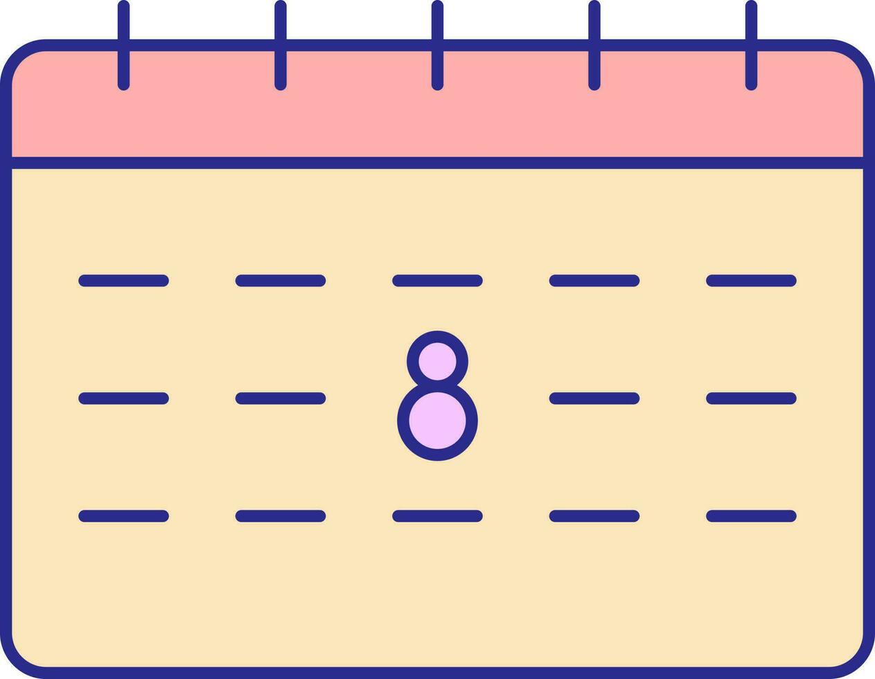 8 ° Data calendario icona nel rosa e giallo colore. vettore