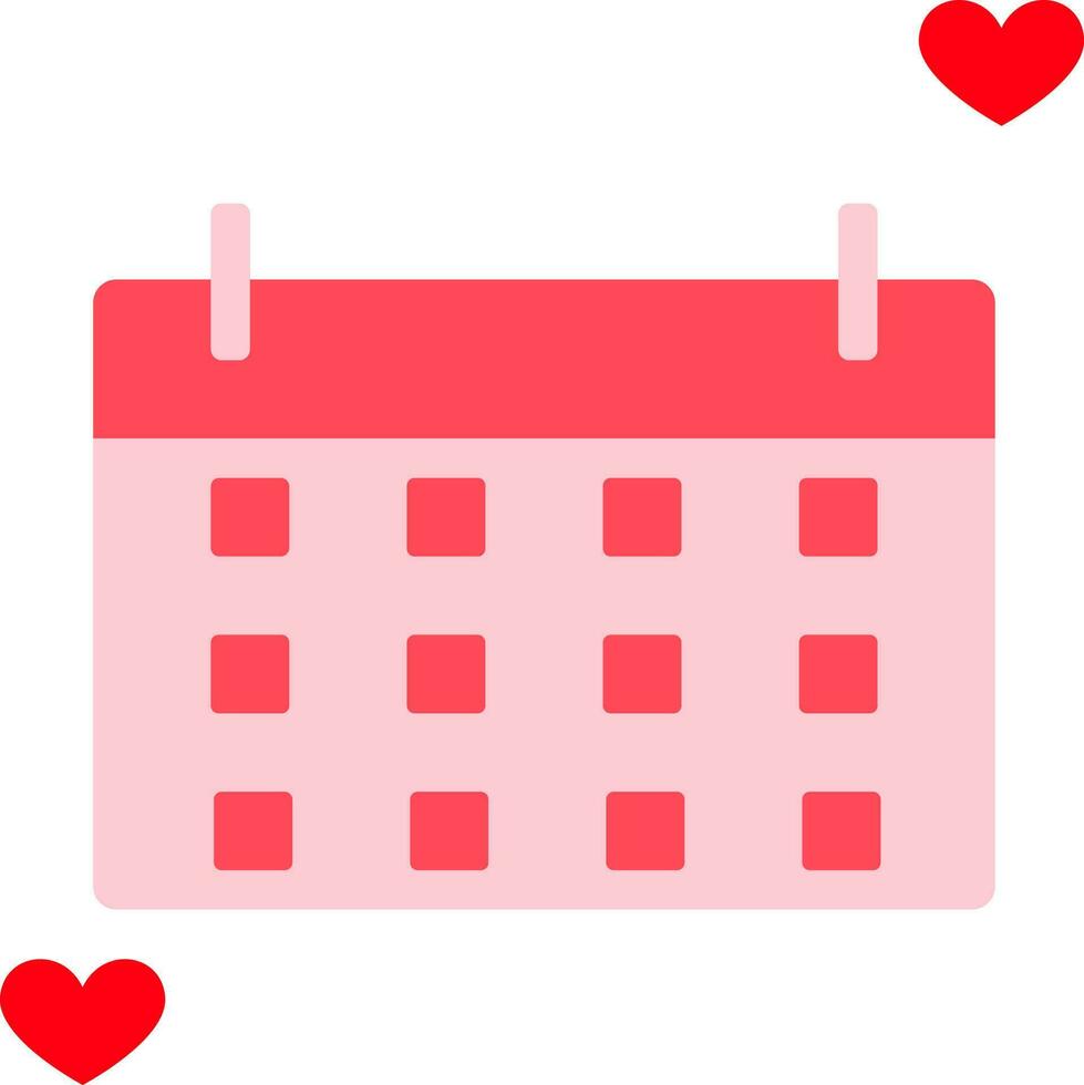 copia spazio calendario con cuori rosa e rosso icona. vettore