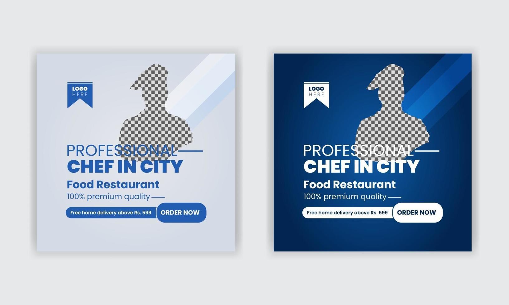 modelli di post per social media chef professionisti per design di poster banner web marketing marketing aziendale vettore