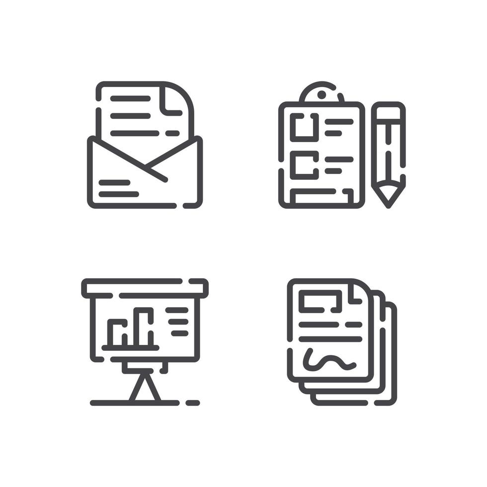 illustrazione vettoriale di e-mail appunti presentazione documento icona linea