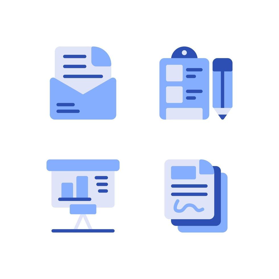 illustrazione vettoriale di e-mail appunti presentazione documento icona blu