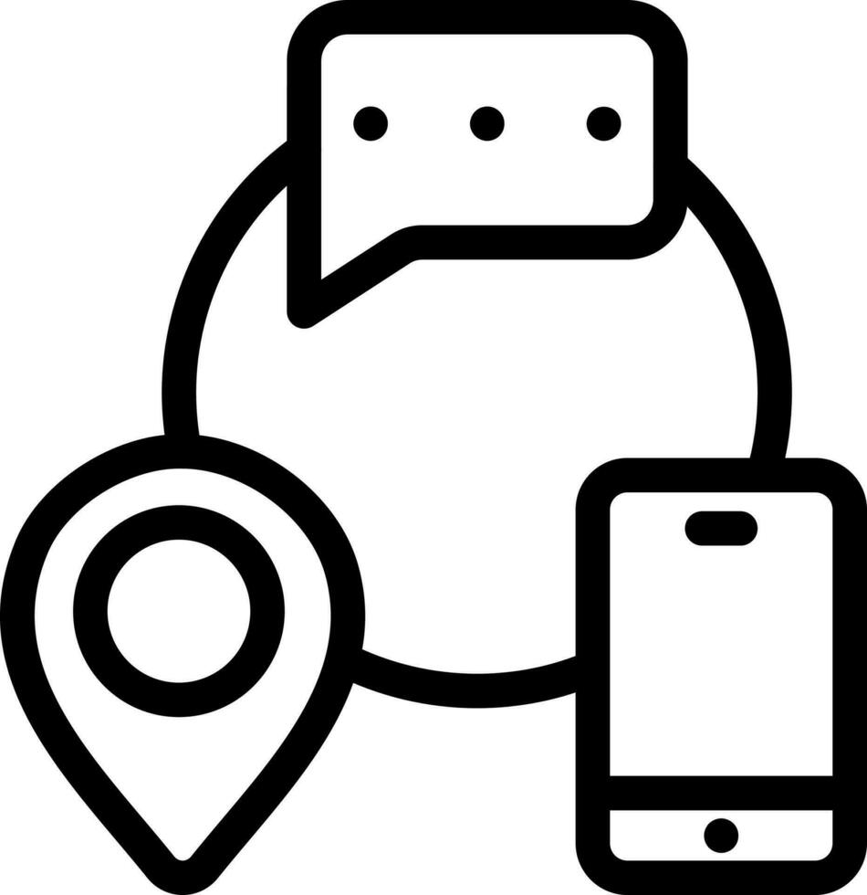 Posizione Messaggio nel smartphone icona nel magro linea. vettore