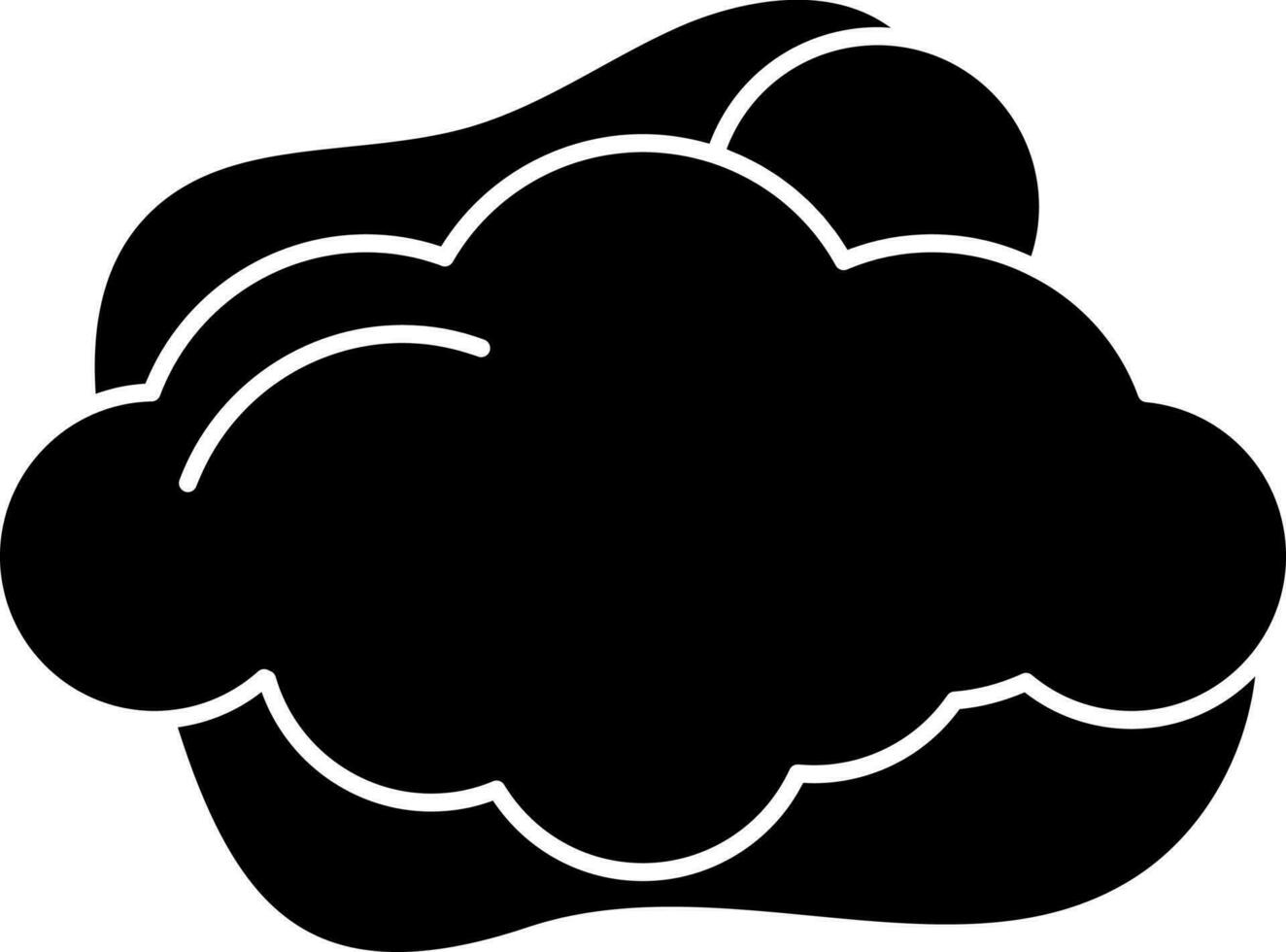 piatto stile sole dietro a nube icona su nero sfondo. vettore