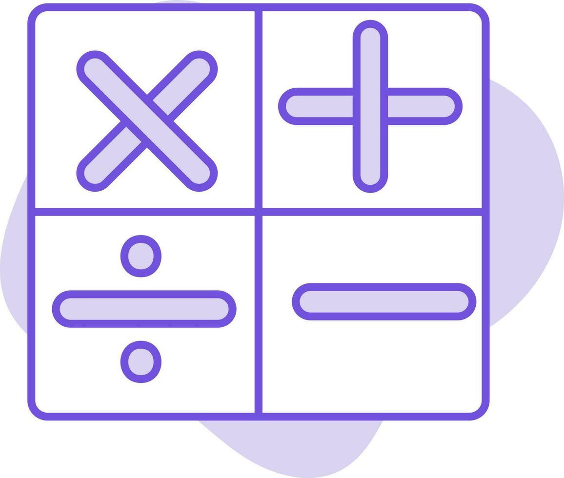 piatto stile calcolatrice simbolo icona su viola sfondo. vettore