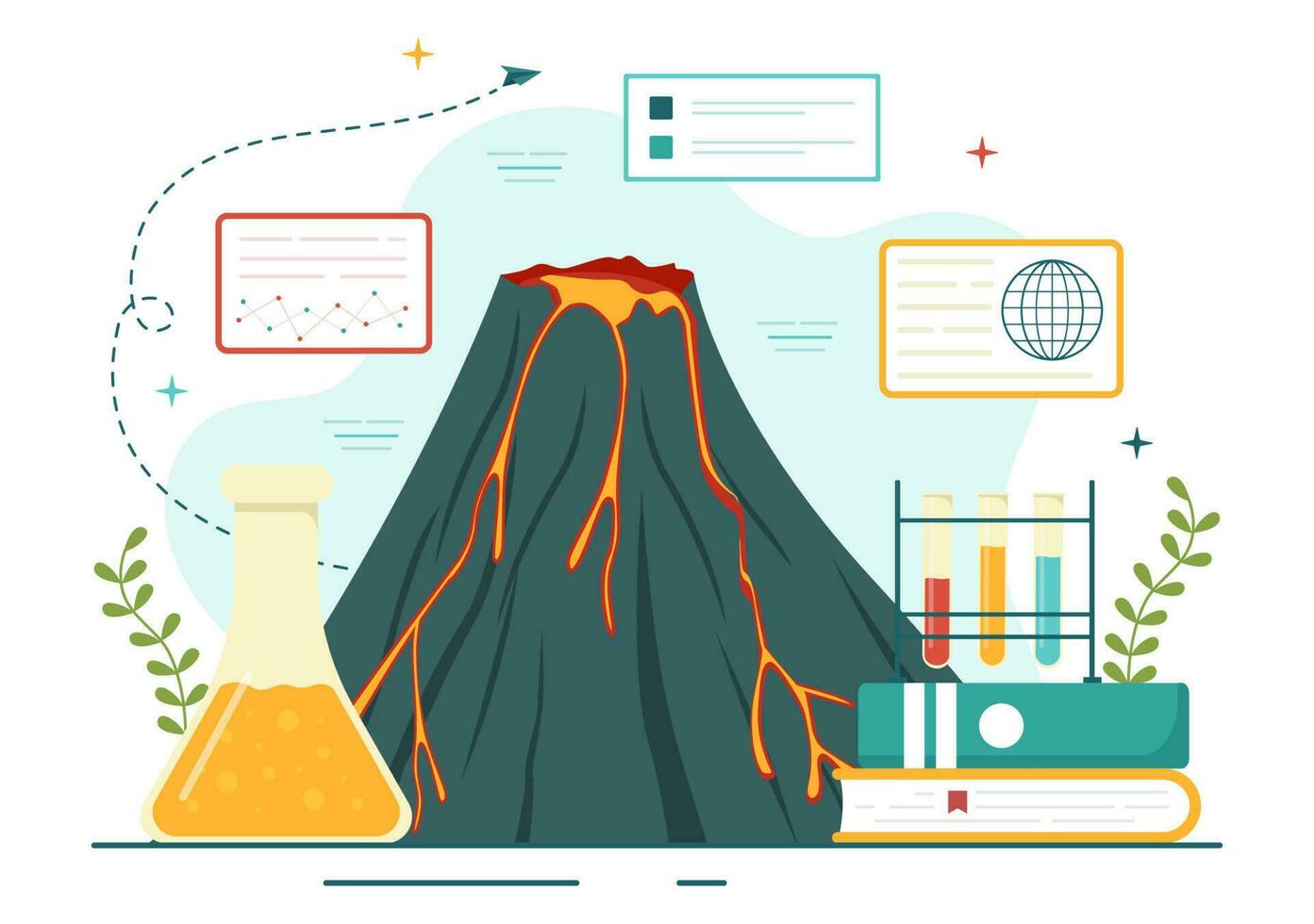 geologo vettore illustrazione con suolo analisi e Caratteristiche di il terra per scienza, ricerca o spedizione nel piatto cartone animato mano disegnato modelli