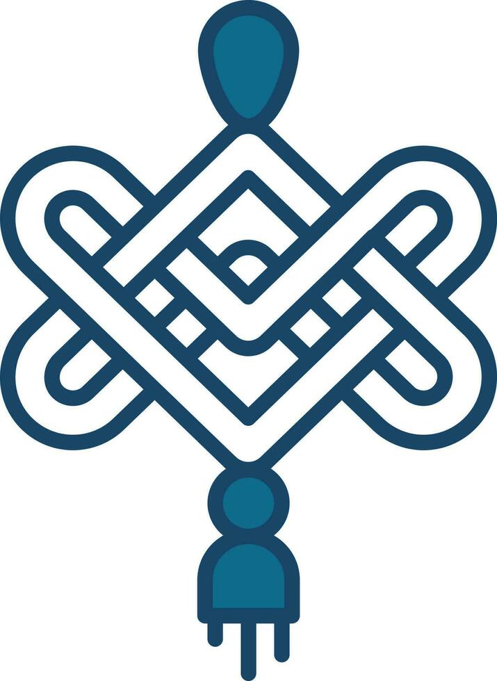 blu e bianca Cinese amuleto icona o simbolo. vettore