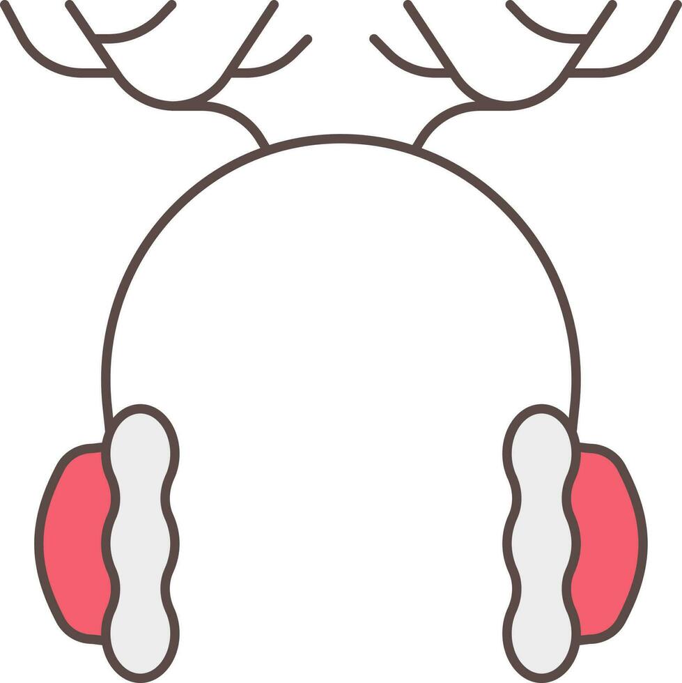 renna orecchio manicotti icona nel rosso e bianca colore. vettore