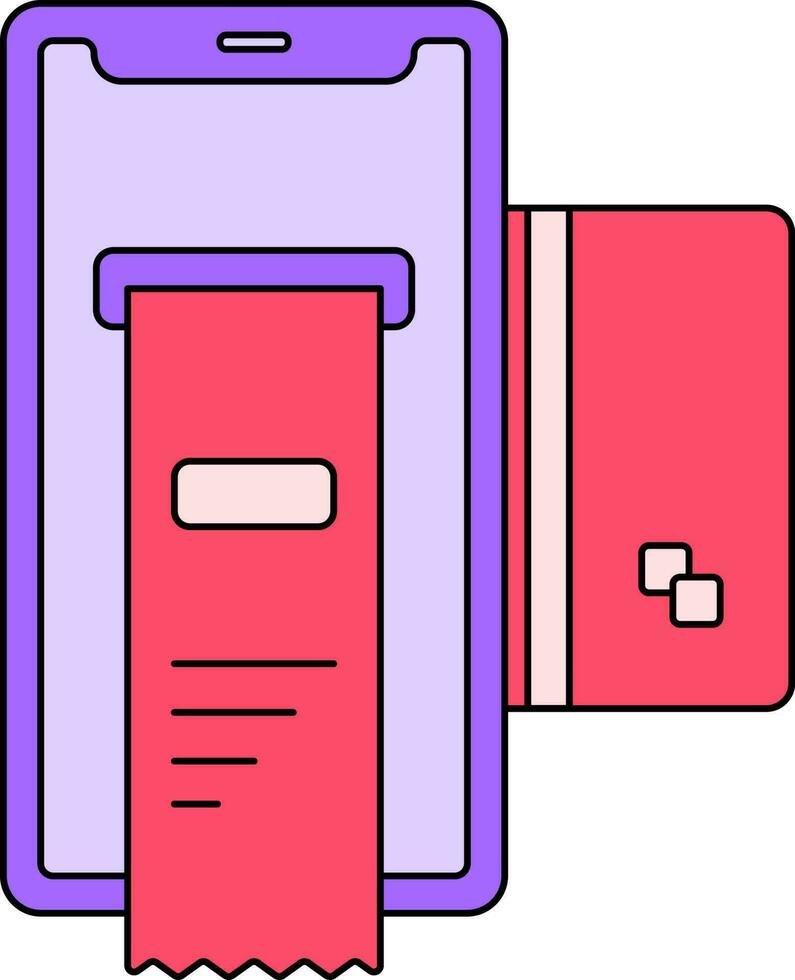 rosso e viola colore in linea ricevuta nel smartphone icona. vettore