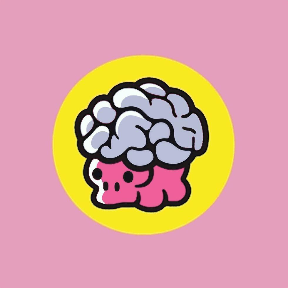 cervello icona illustrazione , cartone animato, isolato su solido colore vettore