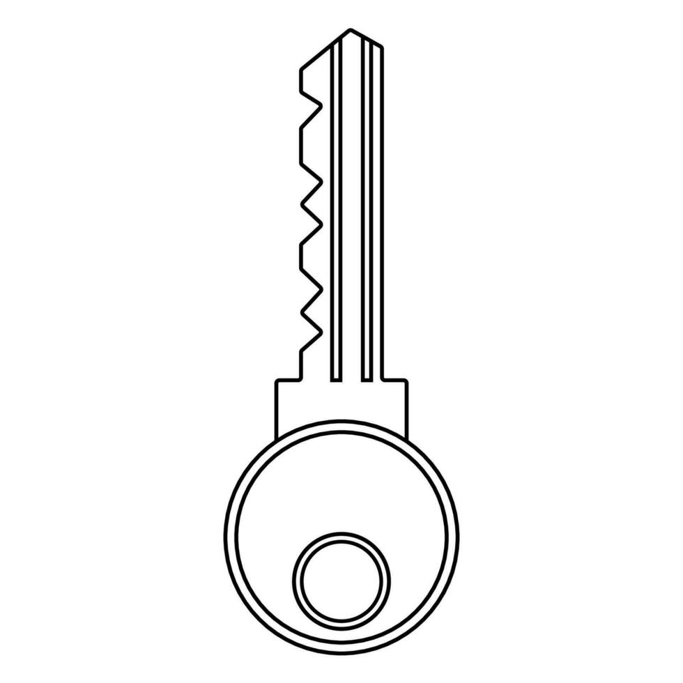 nero schema di il serratura chiave su un' bianca sfondo vettore