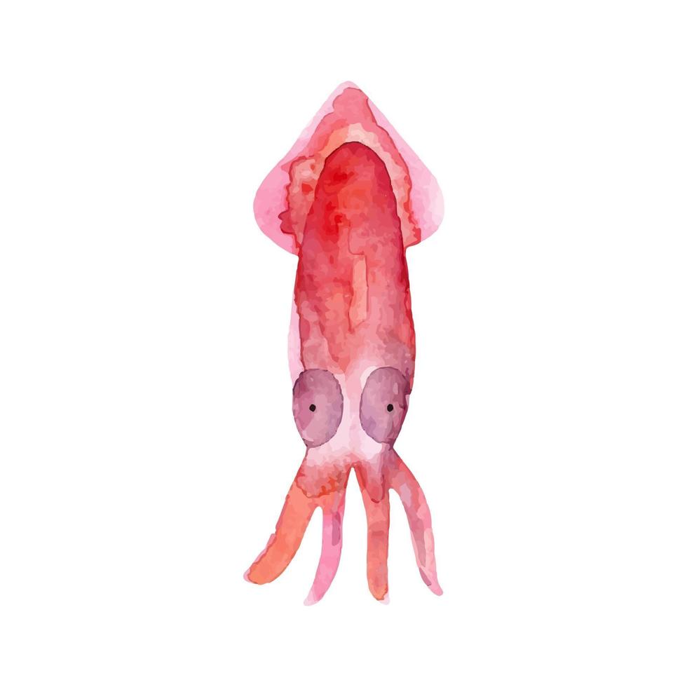 disegno semplice animale subacqueo di mare di calamari per i bambini vettore