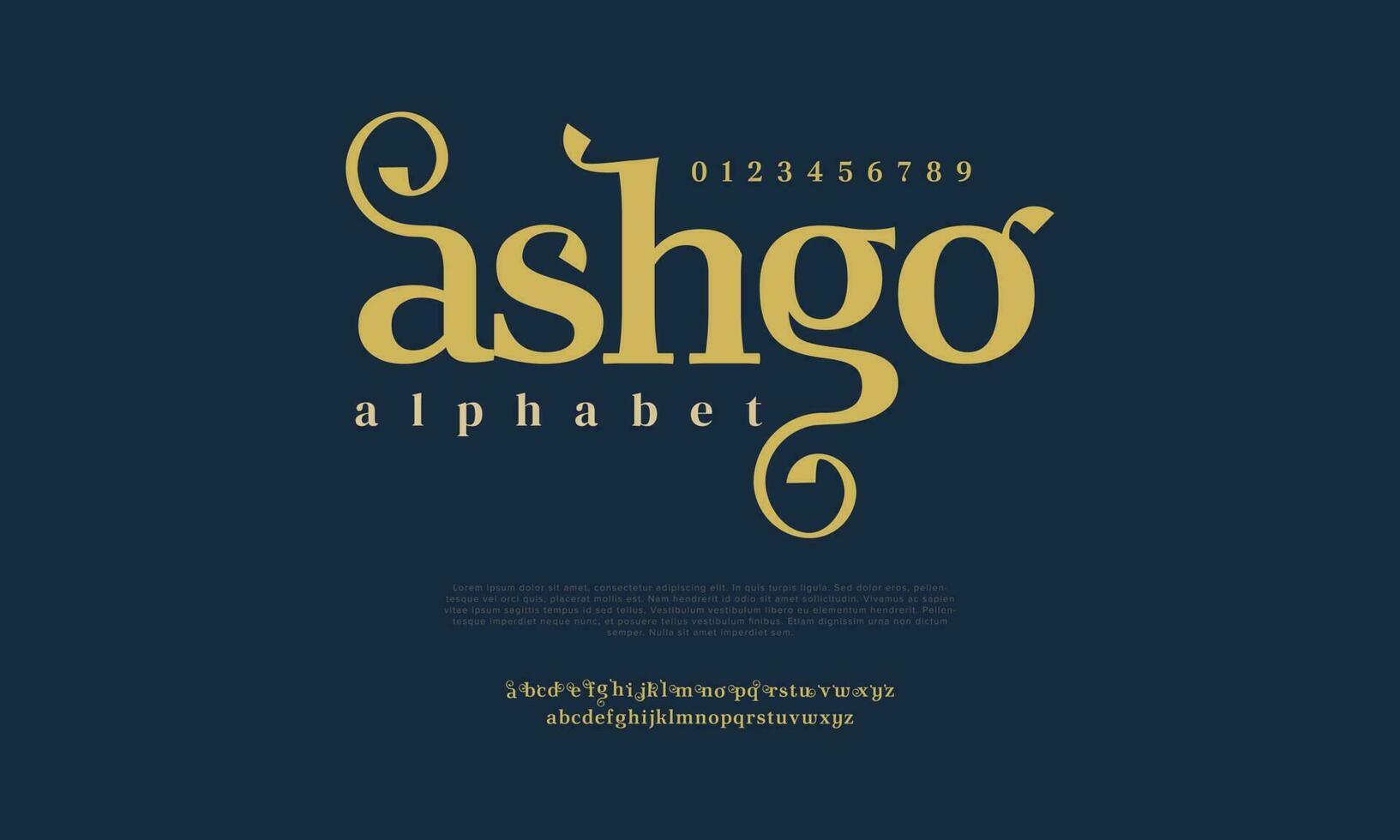 ashgo astratto moda nozze l logo font alfabeto. minimo moderno urbano font per logo, marca eccetera. tipografia carattere tipografico maiuscolo minuscolo e numero. vettore illustrazione