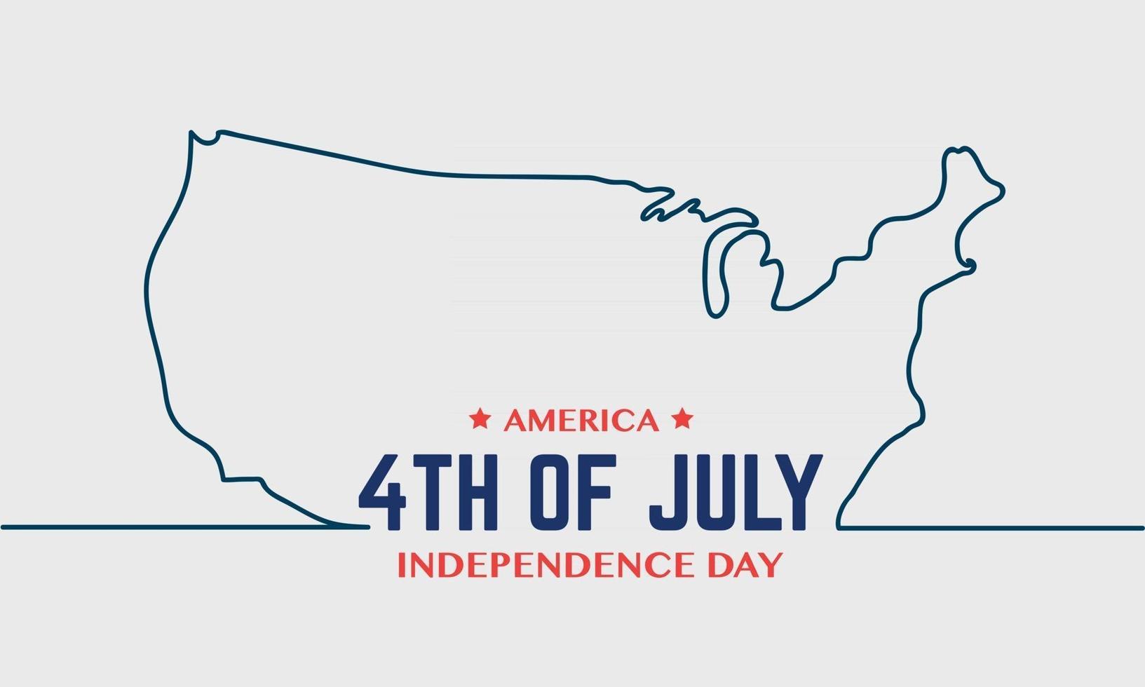 giorno dell'indipendenza dell'america con mappa a linee vettore