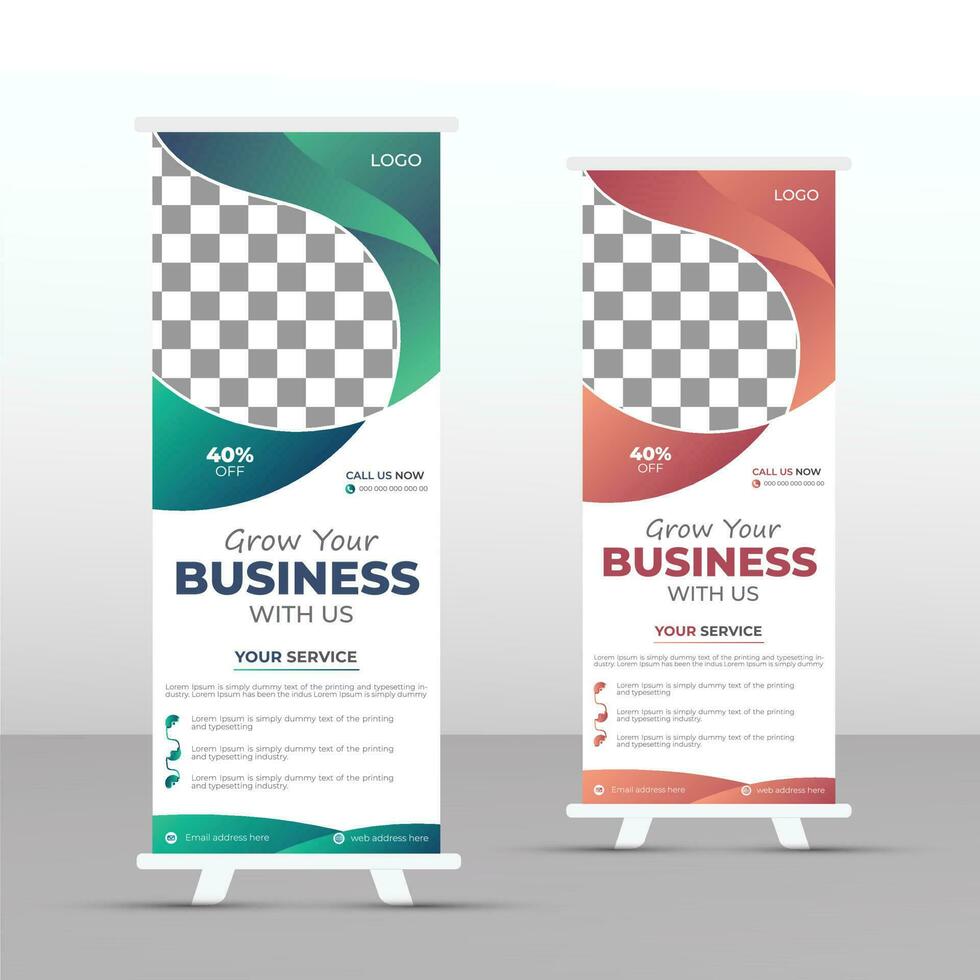 professionale attività commerciale rotolo su Schermo standee modello disegnare, rotolare su striscione, design modello, vettore, astratto sfondo, moderno banner x, rettangolo taglia, vettore