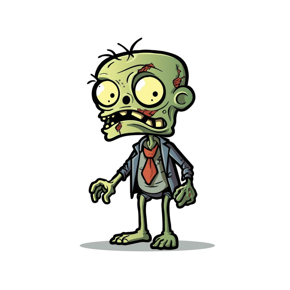non morti divertimento cartone animato vivace zombie personaggio illustrazione, sinistro, Halloween vettore